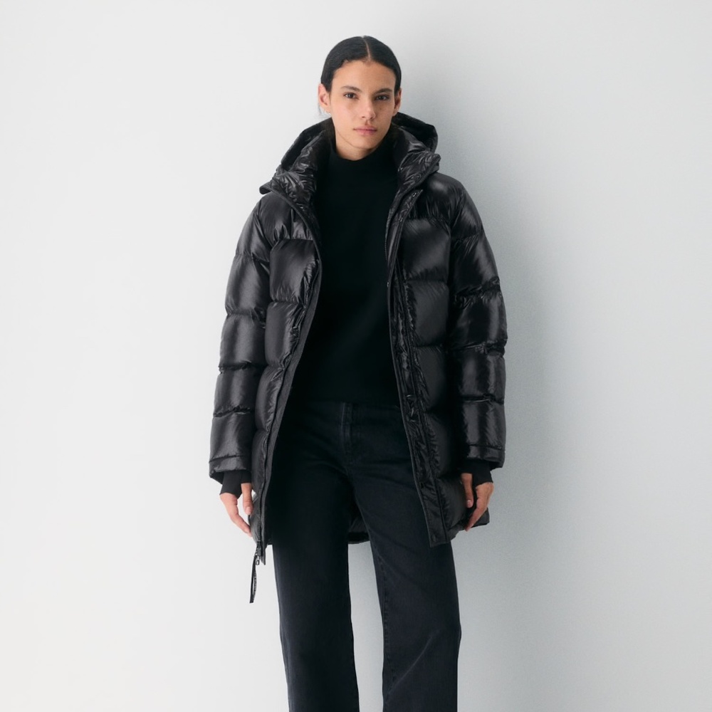 Aritzia super puff high gloss midi